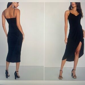 Lulus Reinette Black Midi Dress—Size Large